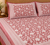 Cotton Super King Handblock Print Bedsheet with 2 Pillow Covers
