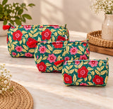 Set of 3 cosmetic bag/pouches with waterproof lining