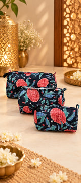 Set of 3 cosmetic bag/pouches with waterproof lining