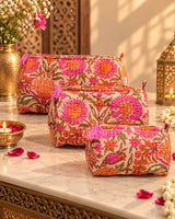 Set of 3 cosmetic bag/pouches with waterproof lining
