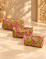 Diwali Gift Box Set of 5 Utility Pouches with Set of 2 Metal Diya (3 Makeup Pouches, 1 Sunglass Pouch, 1 Sanitary Napkin Pouch