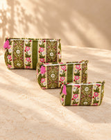 Diwali Gift Box Set of 5 Utility Pouches with Set of 2 Metal Diya (3 Makeup Pouches, 1 Sunglass Pouch, 1 Sanitary Napkin Pouch