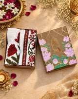 Diwali Gift Box | Set of 2 Waffle Cotton Handblock Printed Hand Towels