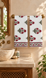Diwali Gift Box | Set of 2 Waffle Cotton Handblock Printed Hand Towels