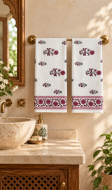 Diwali Gift Box | Set of 2 Waffle Cotton Handblock Printed Hand Towels