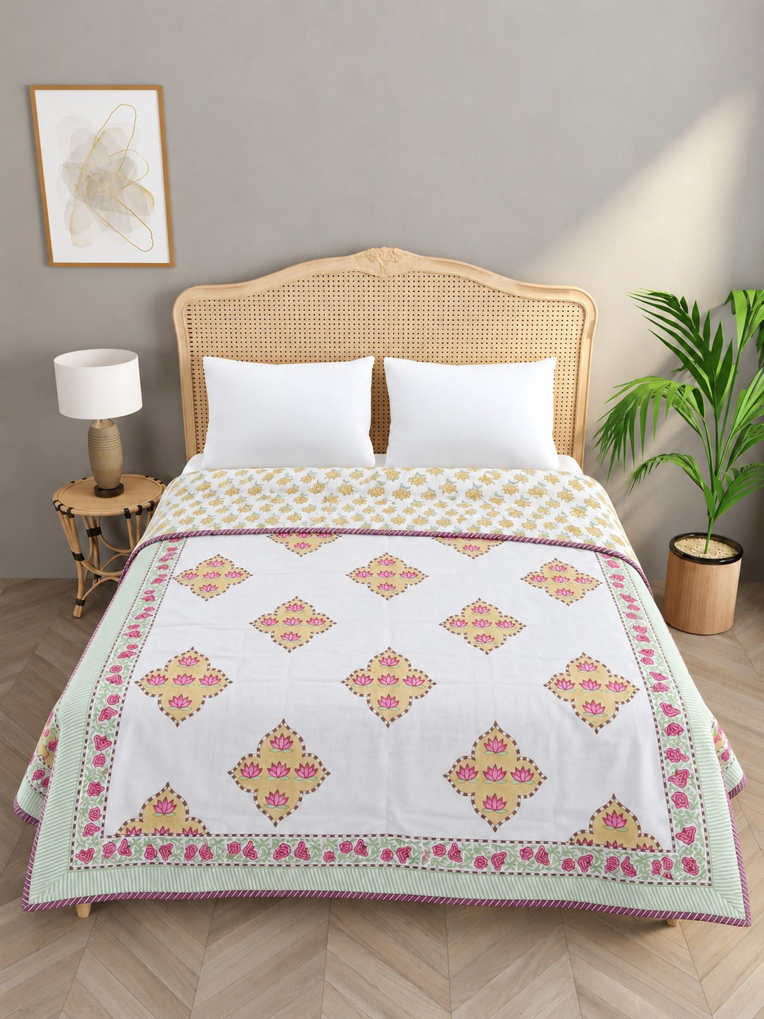 Double Bed Cotton AC Blanket – Hand Block Printed