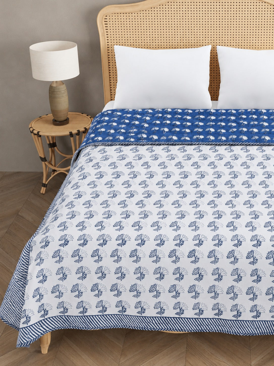Double Bed Cotton AC Blanket – Hand Block Printed