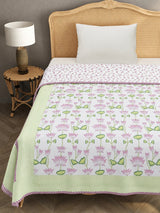 Ethnic Printed Reversible Single Bed Cotton Hand Block AC Blanket | Lightweight Summer Dohar – 60 × 90 Inches
