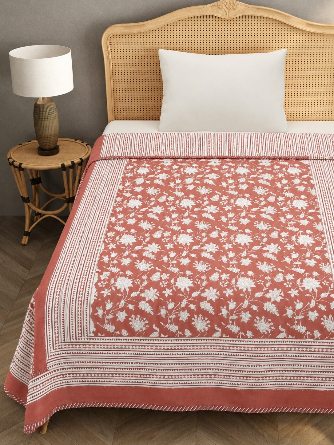 Ethnic Printed Reversible Single Bed Cotton Hand Block AC Blanket | Lightweight Summer Dohar – 60 × 90 Inches