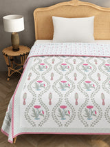 Ethnic Printed Reversible Single Bed Cotton Hand Block AC Blanket | Lightweight Summer Dohar – 60 × 90 Inches
