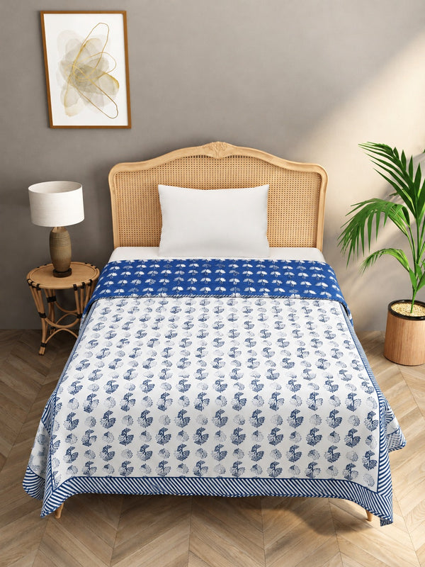 Ethnic Printed Reversible Single Bed Cotton Hand Block AC Blanket | Lightweight Summer Dohar – 60 × 90 Inches