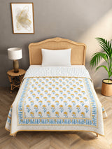 Ethnic Printed Reversible Single Bed Cotton Hand Block AC Blanket | Lightweight Summer Dohar – 60 × 90 Inches