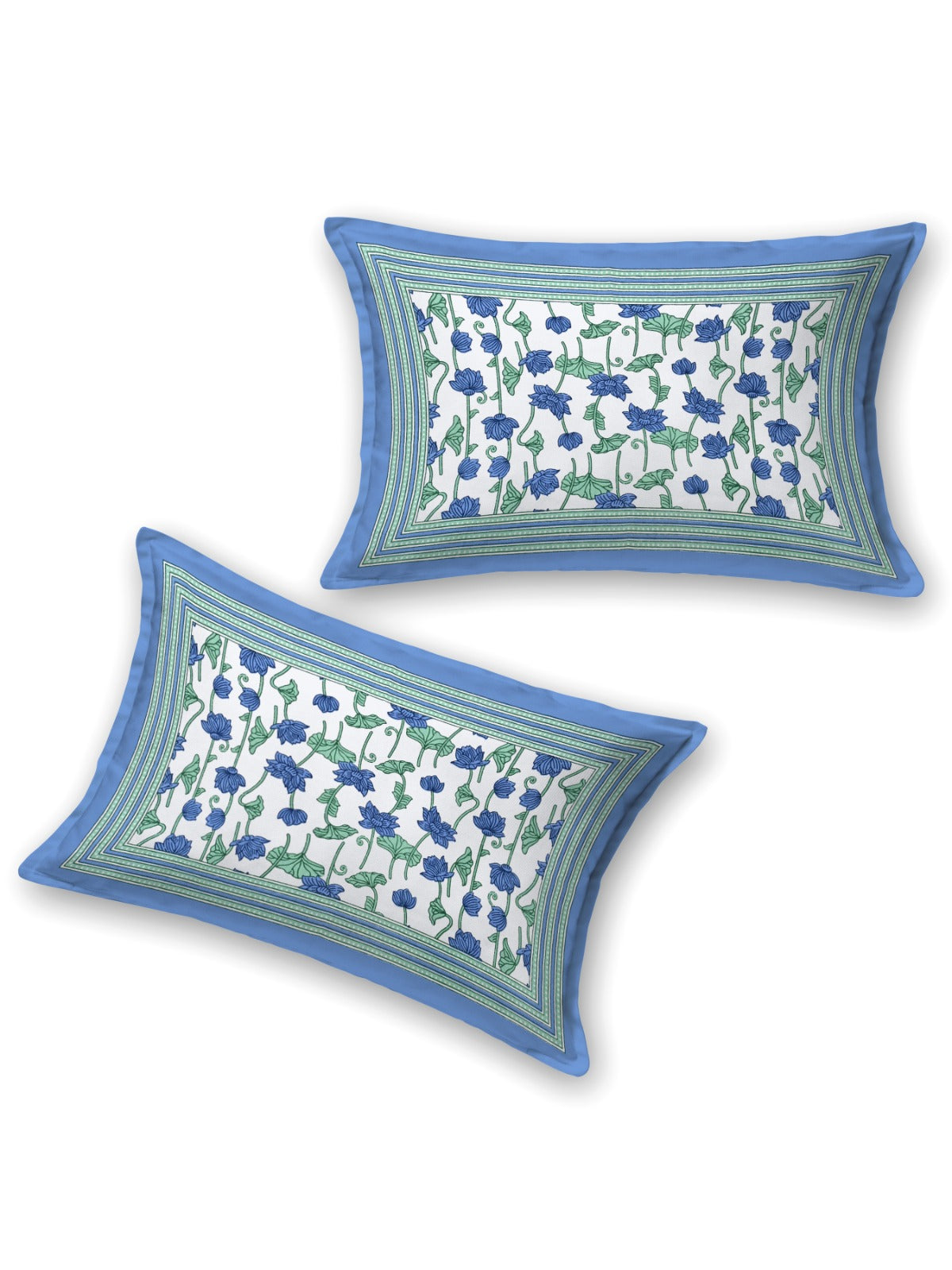 Diwali Complete Gift Box | 1 Ethnic Motifs Double Bedsheet with 2 Pillow Covers, 1 Lotus Urli, Set of 2 Door Hangings