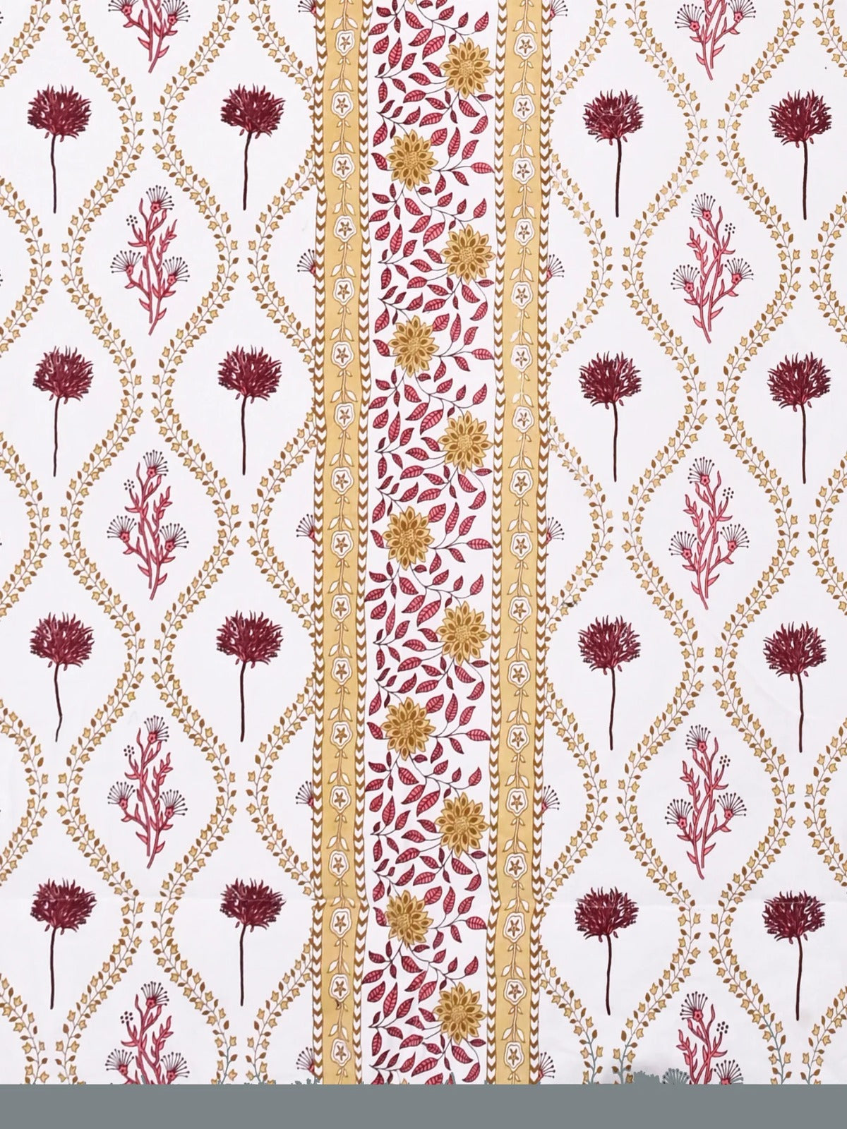 Diwali Complete Gift Box | 1 Ethnic Motifs Double Bedsheet with 2 Pillow Covers, 1 Lotus Urli, Set of 2 Door Hangings