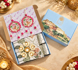 Diwali Complete Gift Box | 1 Ethnic Motifs Double Bedsheet with 2 Pillow Covers, 1 Lotus Urli, Set of 2 Door Hangings (Copy)