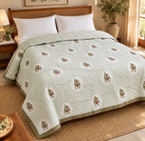 Double King Size Handblock Printed Quilted Jaipuri Reversible Razai/Quilt