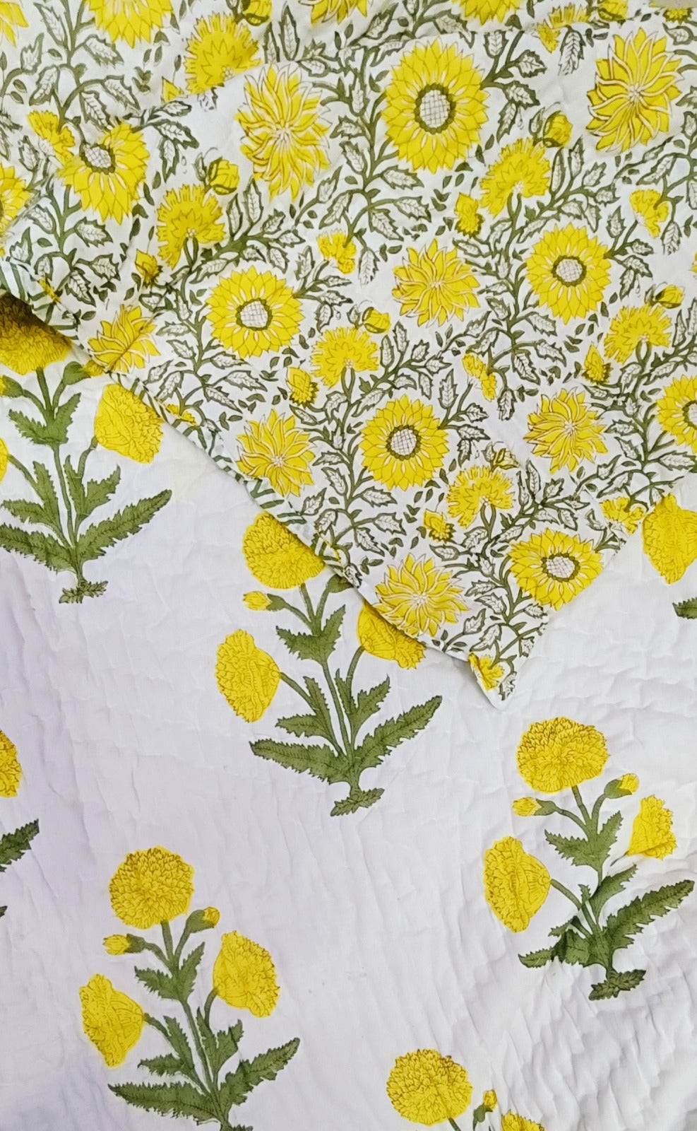 Double King Size Handblock Printed Quilted Jaipuri Reversible Razai/Quilt