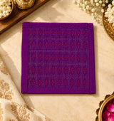 Diwali Gift Box with Banarasi Zari Table Runner, Set Of 6 Mats, 6 coaster, 6 inch Metal Urli
