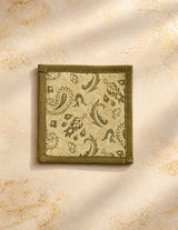 Diwali Gift Box with Banarasi Zari Table Runner, Set Of 6 Mats, 6 coaster, 6 inch Metal Urli