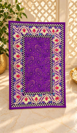 Diwali Gift Box with Banarasi Zari Table Runner, Set Of 6 Mats, 6 coaster, 6 inch Metal Urli