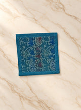 Diwali Gift Box with Banarasi Zari Table Runner, Set Of 6 Mats, 6 coaster, 6 inch Metal Urli