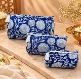 Diwali Gift Box Set of 5 Utility Pouches with Set of 2 Metal Diya (3 Makeup Pouches, 1 Sunglass Pouch, 1 Sanitary Napkin Pouch