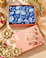 Diwali Gift Box Set of 5 Utility Pouches with Set of 2 Metal Diya (3 Makeup Pouches, 1 Sunglass Pouch, 1 Sanitary Napkin Pouch