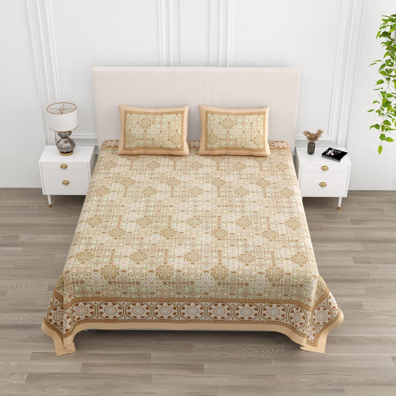 Floral Print Double King Bedsheet with 2 Pillow Covers