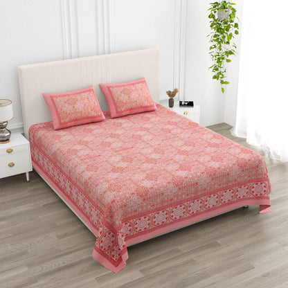 Floral Print Double King Bedsheet with 2 Pillow Covers