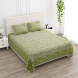 Floral Print Double King Bedsheet with 2 Pillow Covers