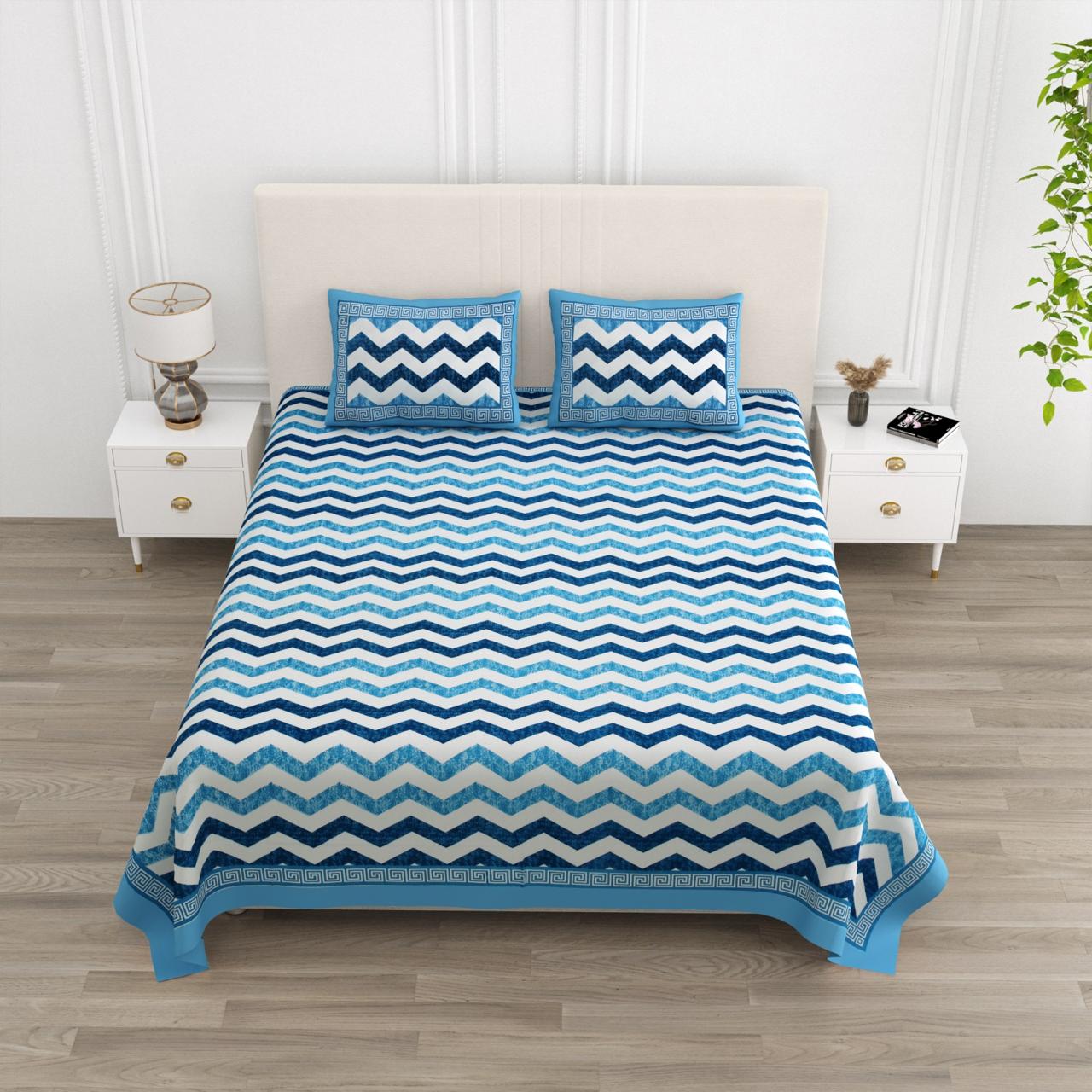 Floral Print Double King Bedsheet with 2 Pillow Covers
