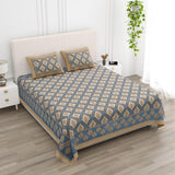 Floral Print Double King Bedsheet with 2 Pillow Covers