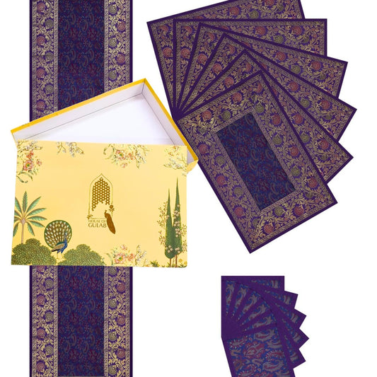 Gift Box with Banarasi Table Set with 1 Runner, 6 mats and 6 coasters