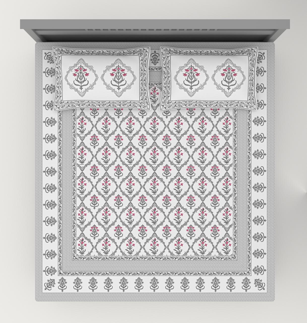 Diwali Gift Box | 1 Super Soft Percale Bedsheet, 1 Pair Door Hanging, 2 Metal Diyas, 2 Laddoo Candles