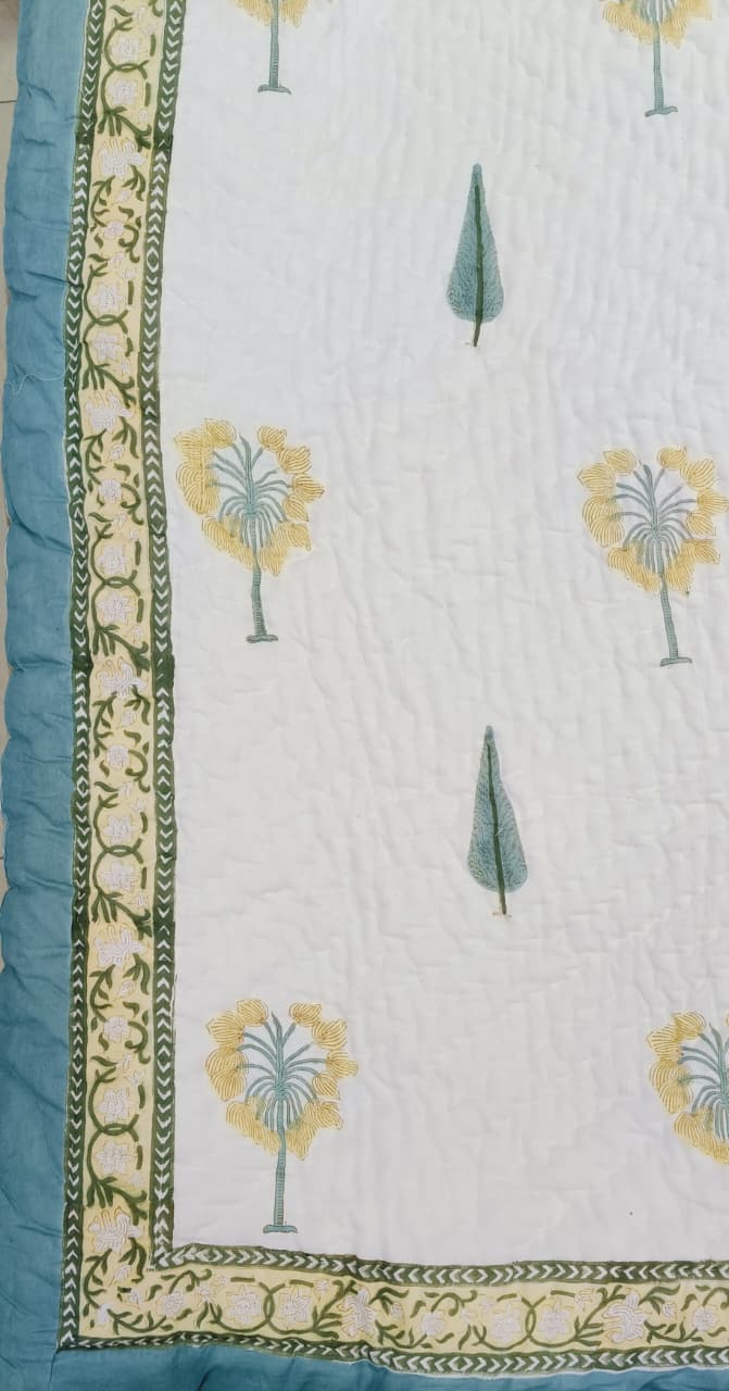 Double King Handblock Printed Cotton Jaipuri Razai/Quilt
