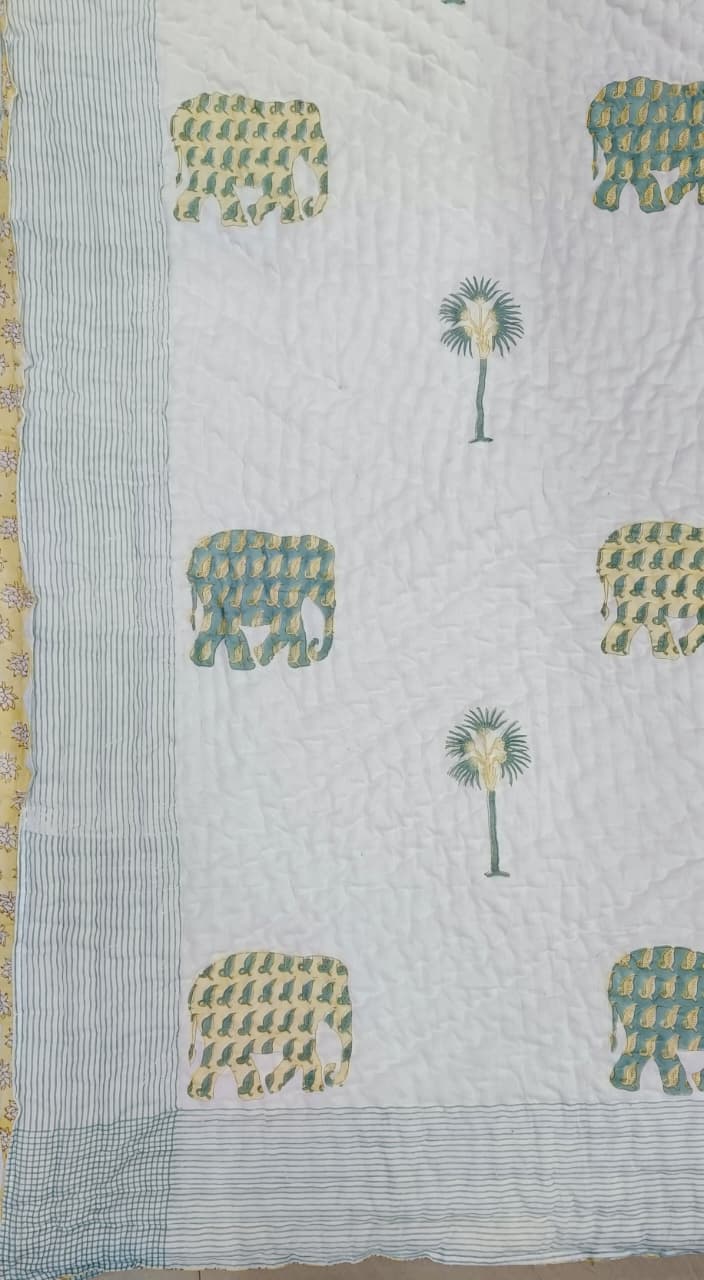 Double King Handblock Printed Cotton Jaipuri Razai/Quilt