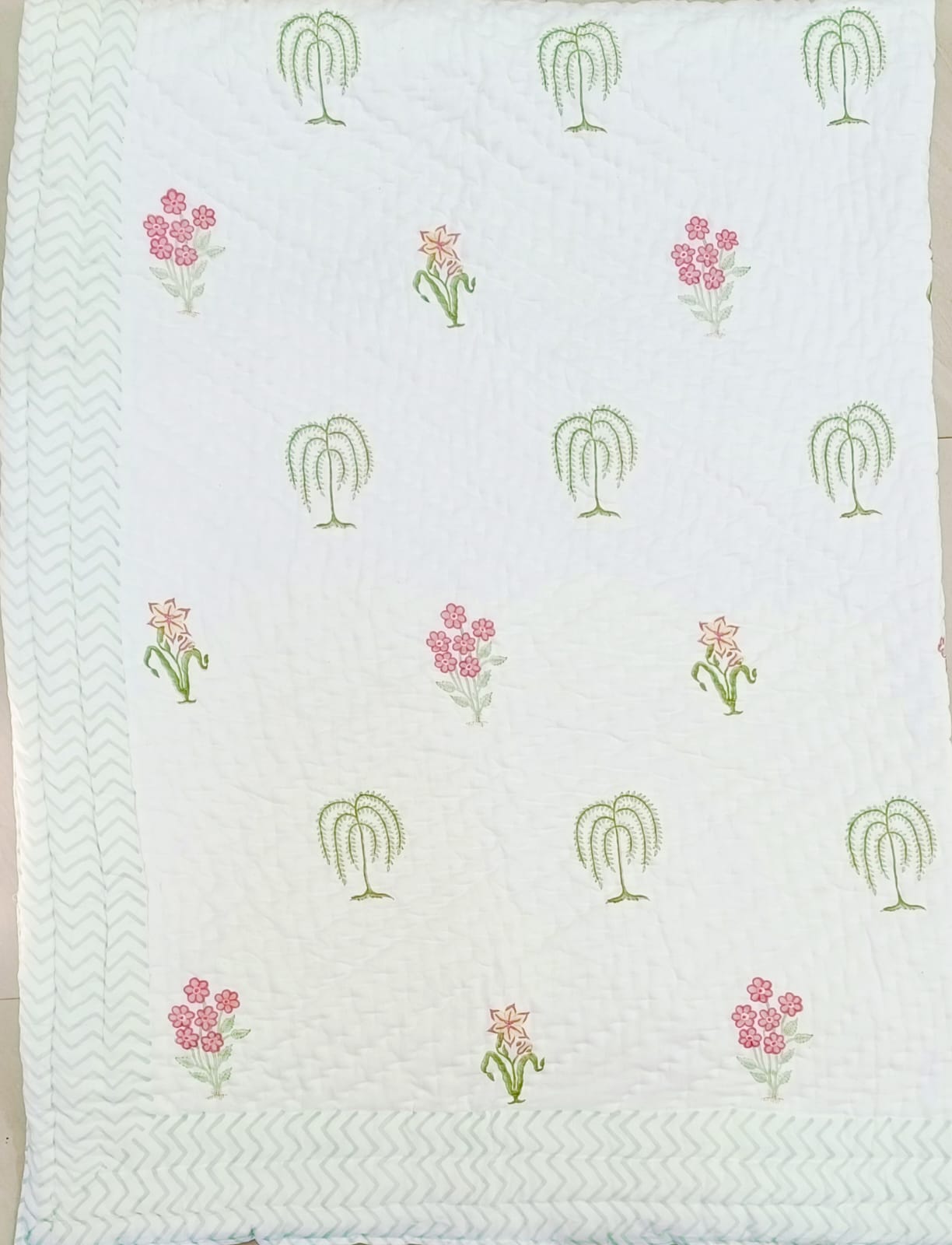 Double King Handblock Printed Cotton Jaipuri Razai/Quilt