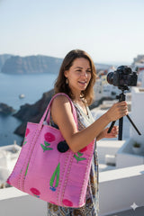 Handblock Printed Quilted Tote Bag with concealed zip ( 17x18x 6 inches)