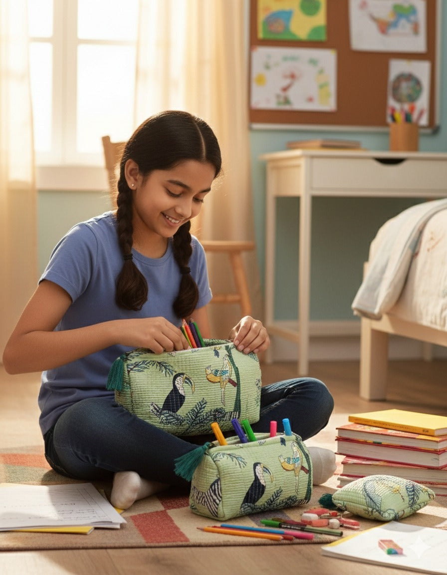 Set of 3 cosmetic bag/pouches with waterproof lining