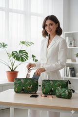 Set of 3 cosmetic bag/pouches with waterproof lining