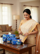 Set of 3 cosmetic bag/pouches with waterproof lining