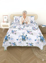 Quilted Floral Printed Reversible Bedcover with 2 Pillow Covers