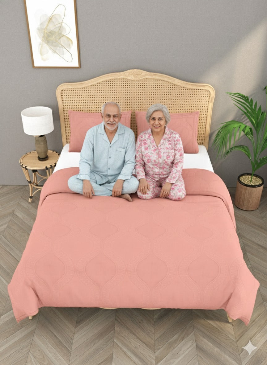 Cotton Quilted Reversible King Size Bedcover with 2 Pillow Covers