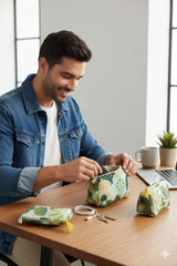 Set of 3 cosmetic bag/pouches with waterproof lining