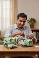 Set of 3 cosmetic bag/pouches with waterproof lining