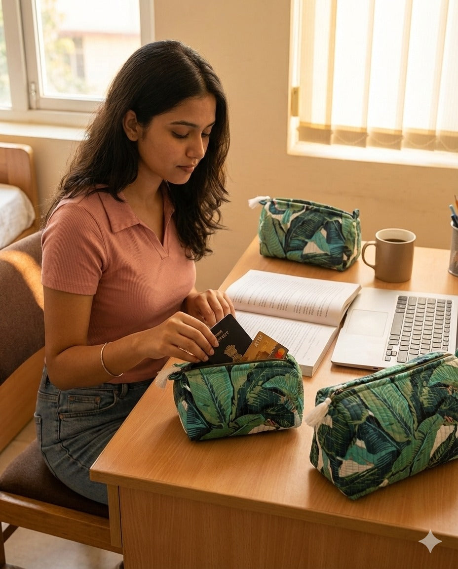 Set of 3 cosmetic bag/pouches with waterproof lining