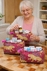 Set of 3 cosmetic bag/pouches with waterproof lining