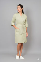 Waffle Cotton Premium Plain Style Unisex Bathrobe - Free Size