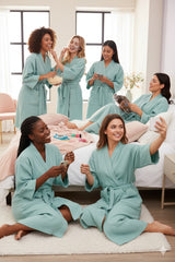 Waffle Cotton Premium Plain Style Unisex Bathrobe - Free Size