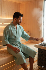 Waffle Cotton Premium Plain Style Unisex Bathrobe - Free Size